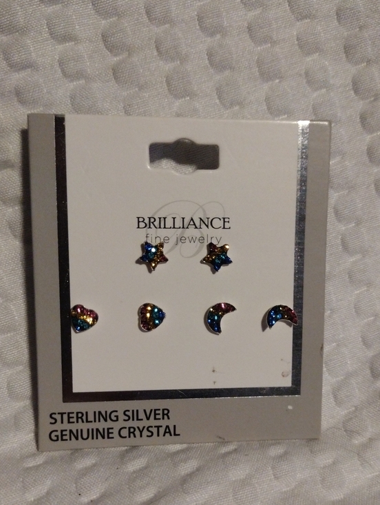 Brilliance Fine Jewelry Jewelry - Brilliance Fine Jewelry Sterling Silver Multicolor Crystal Stud Earring Set